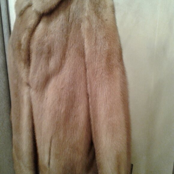 MINK COAT JACKET REAL GENUINE NATURAL BROWN TAN FUR M MEDIUM L LARGE MID-LENGTH - Picture 11 of 15